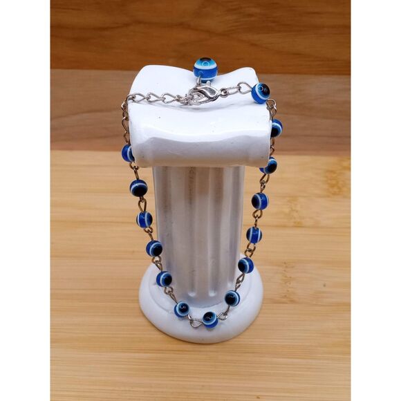 Blue Protective Eye with Crystal Hamsa Stainless Steel Bracelet - Picture 1 of 5